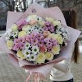 Букет из роз и хризантем "Нежное признание"