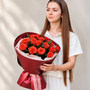 Букет пионовидных роз «Золотая пора»